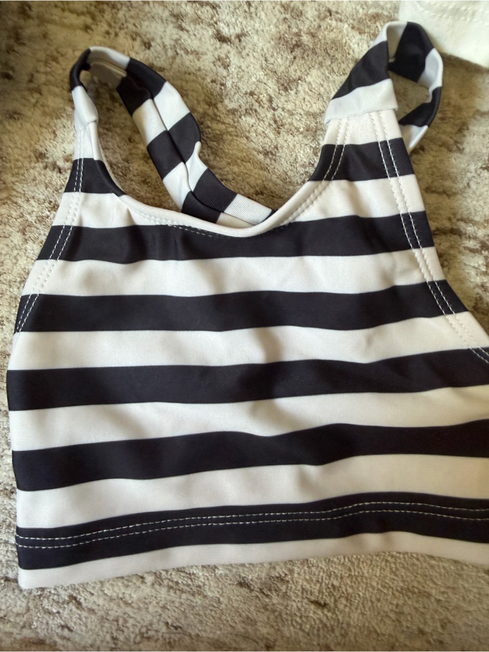 3T - Toddler Girls' Black and White Striped Swim Tankini Top - Kids Swim NWT